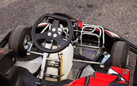 Umea, Norrland Sweden - August 29, 2020: a go-kart seen from the driver's seatのeditorial素材