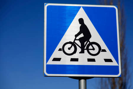 traffic sign for bicycle crossingの写真素材