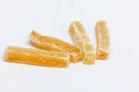 four bars of ginger on white backgroundの写真素材