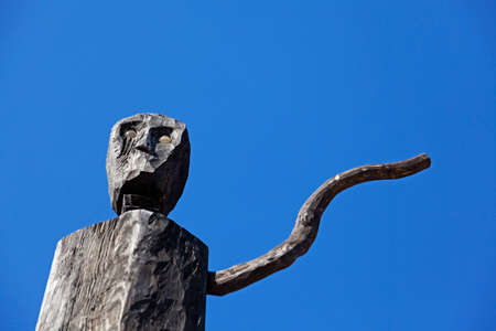 Umea, Norrland Sweden - June 2, 2021: statue made of old pieces of woodのeditorial素材