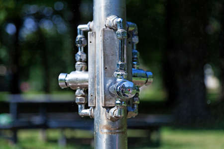 shower buttons that sit together in the summer heatの写真素材