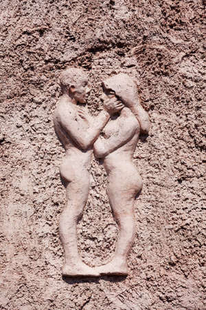 Gavle, Norrland Sweden - July 13, 2021: relief art on large pillars in the city centerのeditorial素材