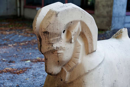 Gavle, Norrland Sweden - July 13, 2021: a goat made of stone, symbol of the cityのeditorial素材