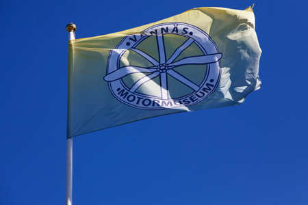 Umea, Norrland Sweden - August 7, 2021: flag to motor museum in Vannasのeditorial素材