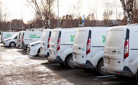 Umea, Norrland Sweden - March 12, 2020: parking for many of the cars owned by the municipalityのeditorial素材