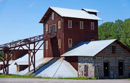 Olofsfors, Norrland Sweden - June 9, 2021: several buildings belonging to the millのeditorial素材