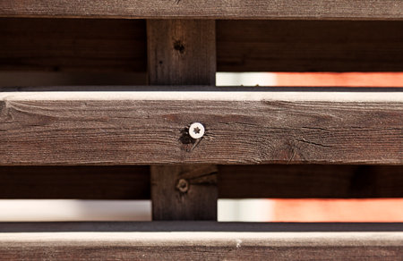 wooden slats for wind protection with a strange star screw