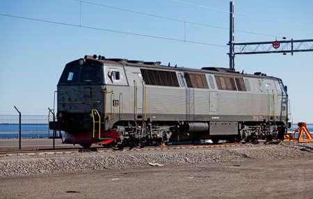 Holmsund, Norrland Sweden - April 24, 2022: train for transport of goods at terminus