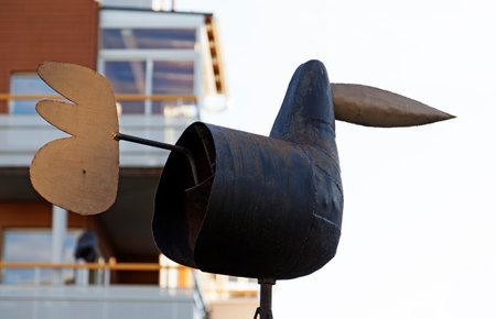 Umea, Norrland Sweden - September 19, 2019: metal artwork depicting a birdのeditorial素材