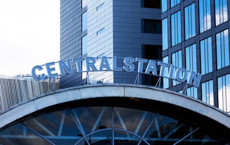 Stockholm, Sweden - October 11, 2022: the sign to the central train stationのeditorial素材
