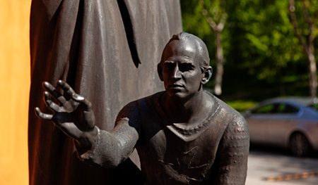 Stockholm, Sweden - May 24, 2023: partial from artwork the seventh seal depicting the knightのeditorial素材