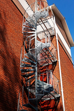 fire escape on the outside of multi-storey residential buildingsの写真素材