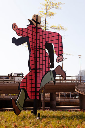 Stockholm, Sweden - May 24, 2023: artwork Mr Walker near the central stationのeditorial素材