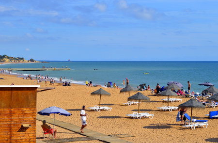 Albufeira, Algarve, Portugal - October 26, 2015 : Albufeira Beach on the Algarveのeditorial素材