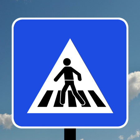 Warning triangle pedestrian crossing in Portugalの写真素材