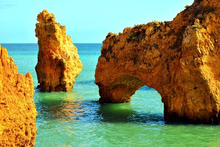 Ponta Da Piedade spectacular rock formationsの写真素材