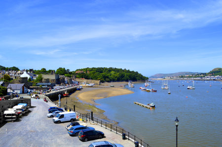 Conwy, Wales, United Kingdom - June 22, 2014 : Sceanic Conwy harbour in North Walesのeditorial素材