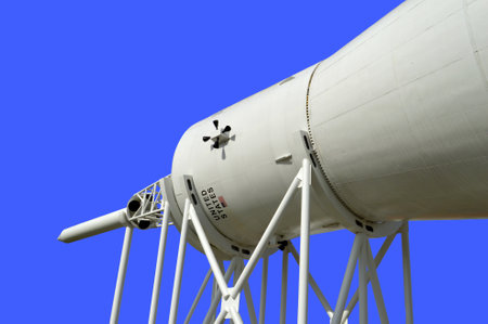 Cape Canaveral, Florida, USA - May 6, 2015: Mercury-Redstone rocket on display at Kennedy Space...