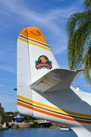 Universal Studios Resort, Orlando, Florida, USA - October 24, 2016: Margaritaville Hemisphere Dancer seaplane tailplaneのeditorial素材