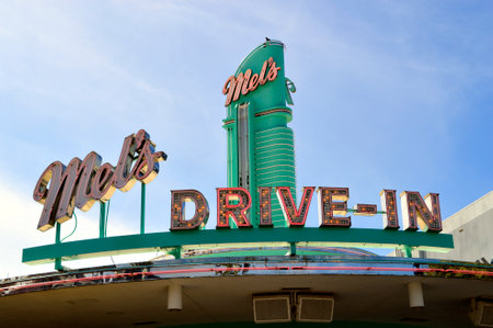 Mel's Drive-in Diner signのeditorial素材