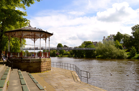 Chester, England, UK, Europe - May 26, 2014 : Bandstand on the River Dee in Chester City centreのeditorial素材