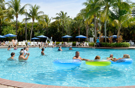 Vacation Village, Weston, Fort Lauderdale, Florida, USA - May 13, 2017 : Aqua Zumba in the swimming pool at Vacation Villageのeditorial素材
