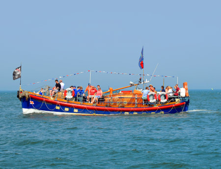 Mary Ann Hepworth tourist cruise ship Whitby's old lifeboat in the North seaのeditorial素材