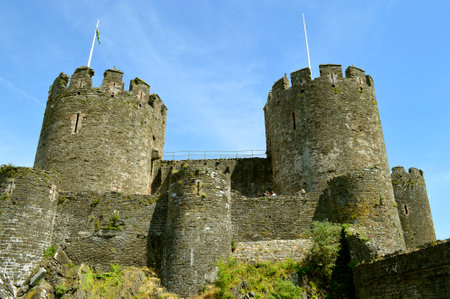 Historical Conwy Castle a medieval castle in North Walesのeditorial素材