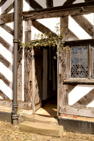 Detail of Little Moreton Hall half timbered manor houseのeditorial素材