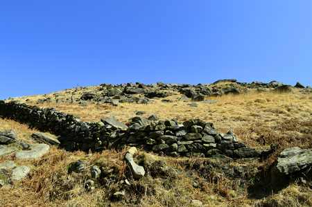 Chew valley summit above Dovestone reservoir in the Peak District National Parkの写真素材