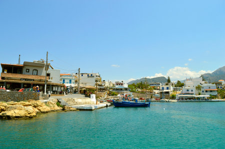 Sissi harbour in Crete the largest and most populated of the Greek islandsのeditorial素材