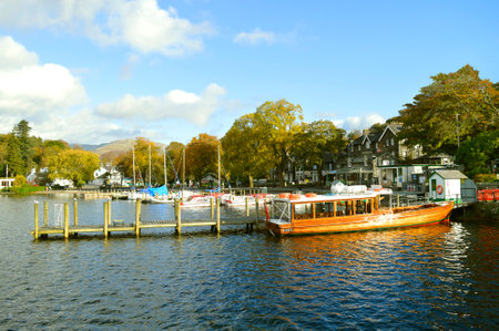 Waterhead pier at the north of Lake Windermere in Cumbriaのeditorial素材