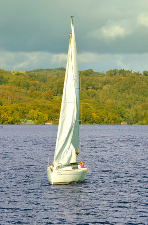 Lake Windermere the largest natural lake in England at the West of of the Lake in Cumbriaのeditorial素材