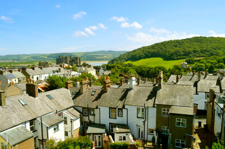 Conwy, Wales, United Kingdom - June 22, 2014 : A view of Conwy Castle and Conwy town in North Walesのeditorial素材