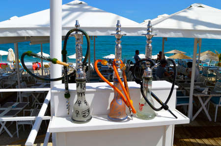 Shisha pipes outside a Shisha bar in Crete