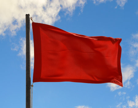 A red flag at the beach indicates danger and means you should not enter the water