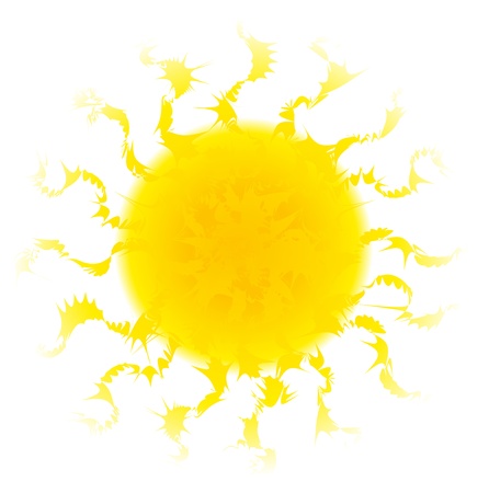 Illustration of a sun with flickering rays  Isolated vector on white background のイラスト素材