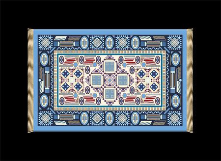 Illustration of a blue carpet  Isolated vector on black background のイラスト素材