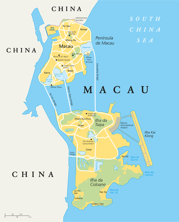 Macau Political Map. Special Administrative Region of the Peopleのイラスト素材