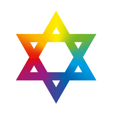 Star of David symbol with circular rainbow gradient coloring. Isolated illustration on white background.のイラスト素材