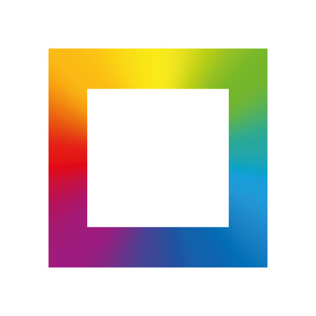 Rainbow colored square button icon - a colorful blank frame to be labeled. Isolated vector illustration on white background.のイラスト素材