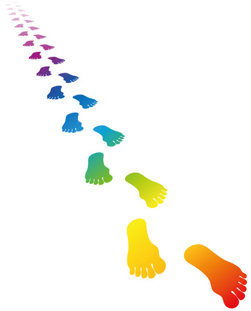 Footmark in rainbow colors. Vector illustration on white background.のイラスト素材