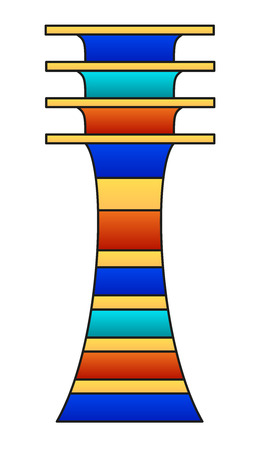Djed pillar. Colored hieroglyph and ancient Egyptian mythology symbol, meaning stability. Associated with Osiris, god of afterlife, underworld and dead, also representing his spine.のイラスト素材