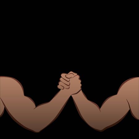 Arm Wrestling Challenge of two strong men muscle powerのイラスト素材