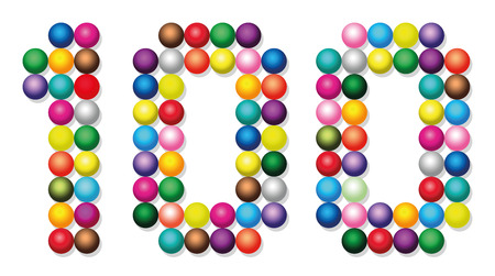 HUNDRED - composed of exactly one hundred colorful ballsのイラスト素材
