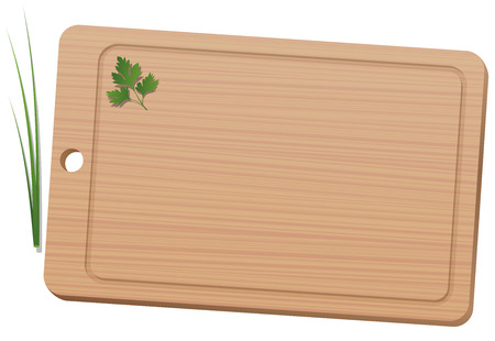 Cutting board with parsley and chives. Isolated vector illustration on white background.のイラスト素材