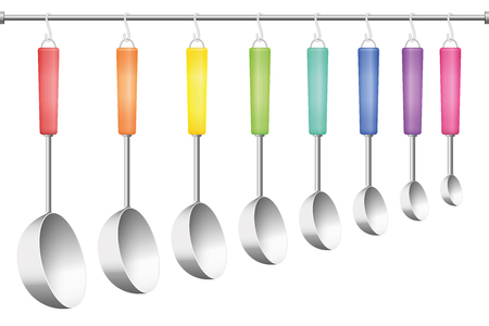 Ladle rack, eight different sizes and colors. Vector illustration on white background.のイラスト素材
