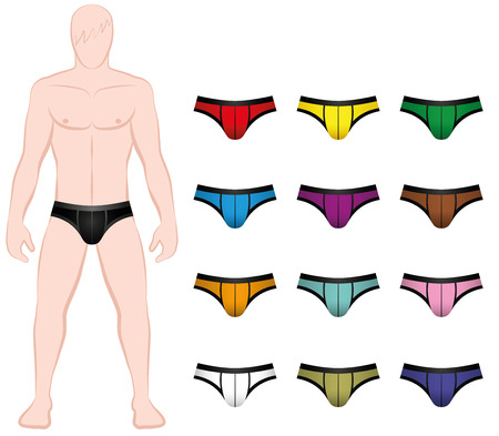 Briefs - colorful underpants to be changed on the mannequin - Isolated vector illustration on white background.のイラスト素材