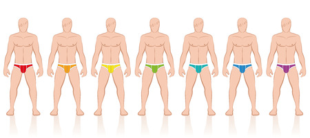 Briefs - collection of colored mens underpants - Isolated vector illustration on white background.のイラスト素材