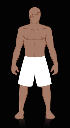 Bermudas - Blank white mens swimwear to be colored or filled with pattern. Isolated illustration on black background.のイラスト素材